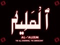 19 Arabic name of Allah AL-Ã¢â¬ËALEEM Neon text on black Background Royalty Free Stock Photo